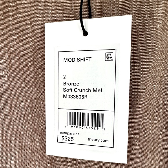 Theory Mod Sleeveless Bronze Linen Blend Shift Dress Size 2 NWT - Picture 10 of 15